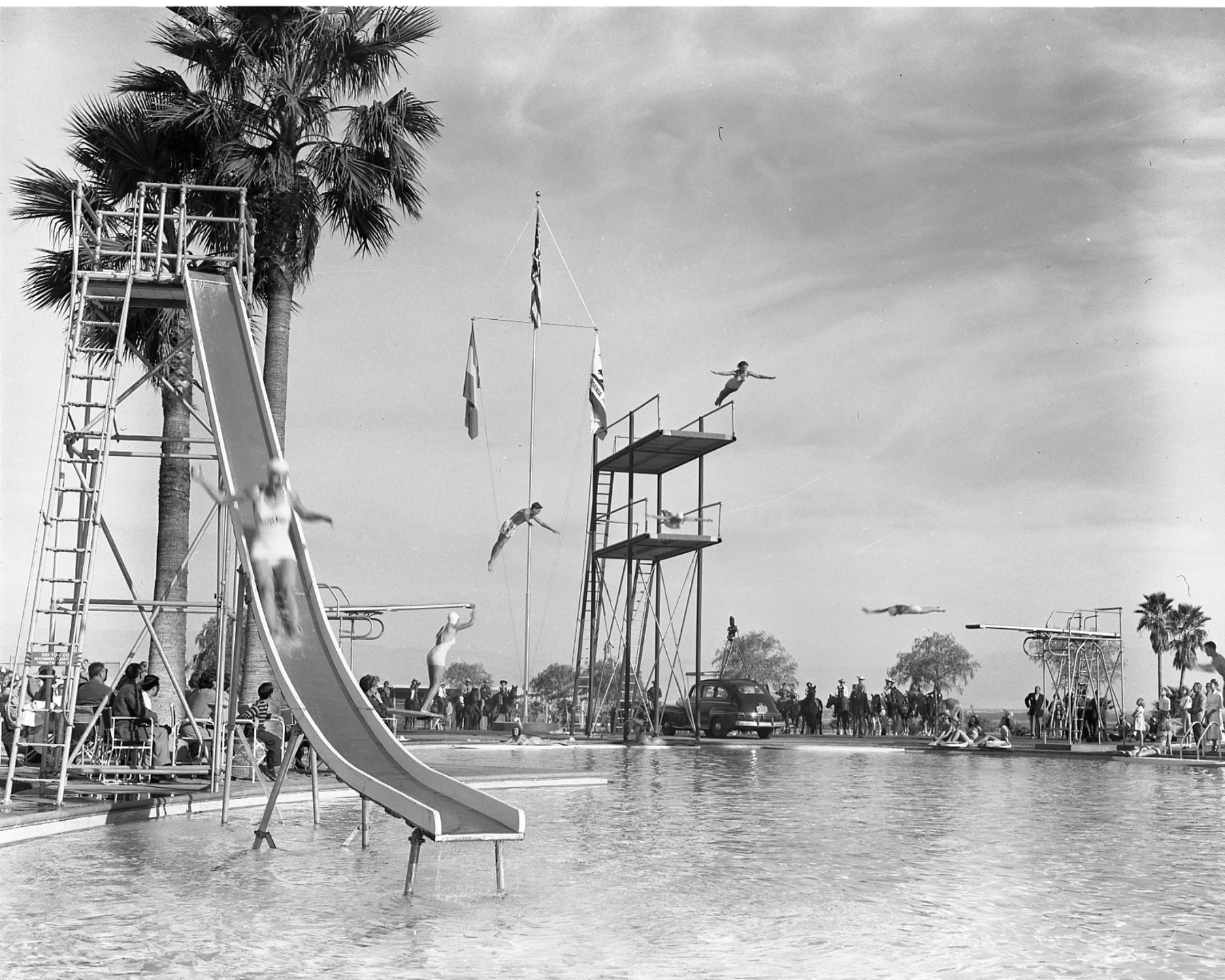 The original Shadow Mountain pool and diving tower